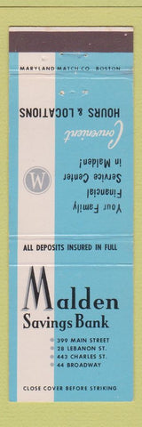 Matchbook Cover - Malden Savings Bank MA