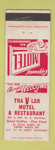 Matchbook Cover - Traveler Motel Restaurant Leroy MI