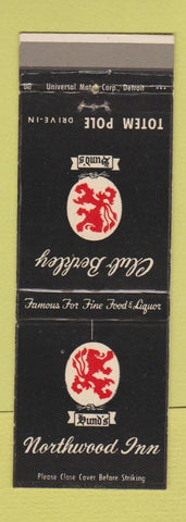 Matchbook Cover - Northwood Inn Club Berkley Royal Oak MI Hund's #2