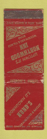 Matchbook Cover - Northwood Inn Hund's Detroit MI WORN