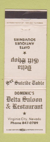 Matchbook Cover - Domenic's Delta Saloon Restaurant Virginia City NV