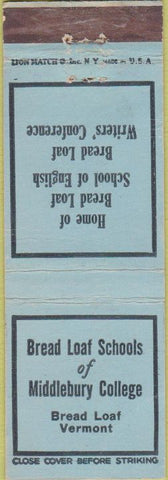 Matchbook Cover - Bread Loaf Schools Middlebury College VT