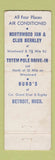 Matchbook Cover - Hund's Restaurant Northwood Inn Detroit MI WEAR