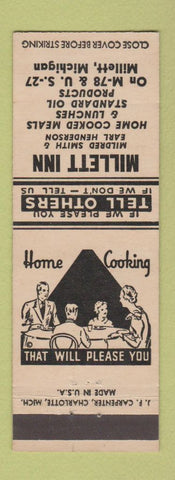 Matchbook Cover - Millett Inn Millett MI Standard oil gas