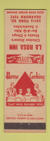 Matchbook Cover - La Rosa Inn Dearborn MI Italian