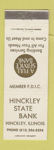 Matchbook Cover - Hinckley State Bank IL