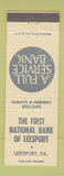 Matchbook Cover - First National Bank Leesport PA