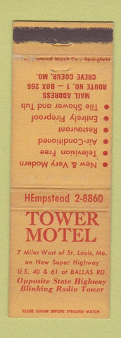Matchbook Cover - Tower Motel Creve Coeur MO WEAR