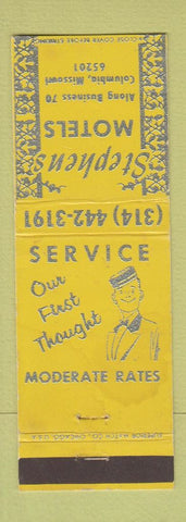 Matchbook Cover - Stelphens Motels Columbia MO WEAR