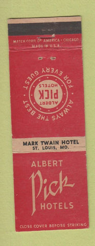 Matchbook Cover - Albert Pcik Hotels Mark Twain St Louis MO WEAR