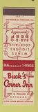Matchbook Cover - Buck's Corner Inn Chicago IL