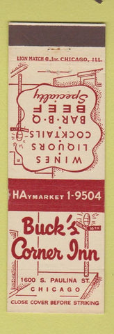 Matchbook Cover - Buck's Corner Inn Chicago IL