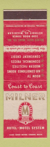 Matchbook Cover - Milner Hotel Motels Detroit MI