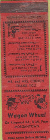 Matchbook Cover - Wagon Wheel Morgantown WORN