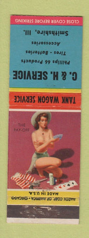 Matchbook Cover - C&H Phillips 66 oil gas Smithshire IL pinup WEAR