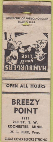 Matchbook Cover - Breezy Point Rochester MN WORN