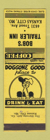 Matchbook Cover - Bob's Trailer Inn Kansas City MO YELLOW