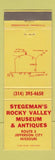 Matchbook Cover - Stegeman's Rocky Valley Museum Antiques Jefferson City MO
