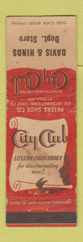 Matchbook Cover - City Club Shoes Davis & Hinds Dept Store WORN