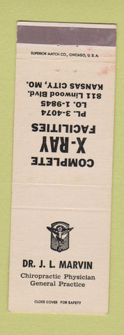 Matchbook Cover - Dr JL Marvin Chiropractor Kansas City MO