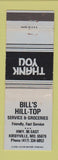 Matchbook Cover - Bill's Hill Top Grocery Kirbyville MO WEAR