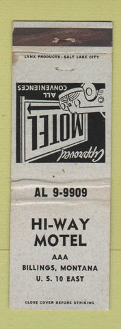 Matchbook Cover - Hi Way Motel Billings MT WEAR