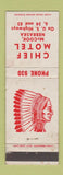 Matchbook Cover - Chief Motel McCook NE Indian low phone # WEAR