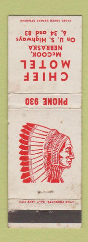 Matchbook Cover - Chief Motel McCook NE Indian low phone # WEAR