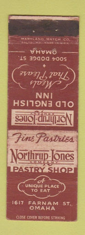 Matchbook Cover - Northrup Jones Pastry Shop Omaha NE WORN