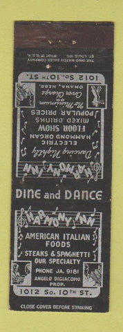 Matchbook Cover - Harmony Inn Italian Omaha NE