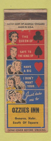 Matchbook Cover - Ozzie's Inn Geneva NE WORN