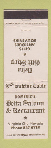Matchbook Cover - Domenic's Delta Saloon Restaurant Virginia City NV