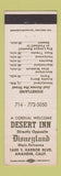 Matchbook Cover - Desert Inn Anaheim CA Disneyland reference