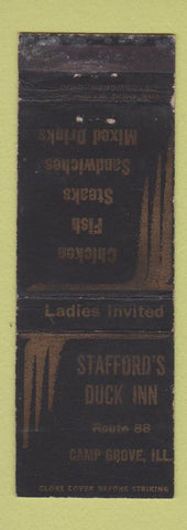 Matchbook Cover - Stafford's Duck Inn Camp Grove IL WORN