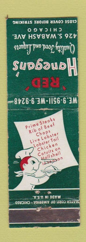 Matchbook Cover - Red Hanegan's Restaurant Chicago IL WEAR