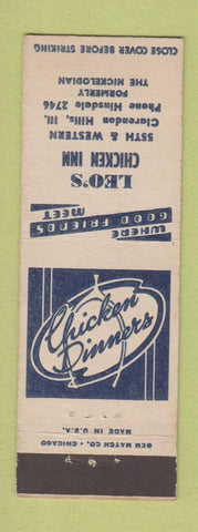 Matchbook Cover - Leo's Chicken Inn Clarendon Hills IL Gem Match