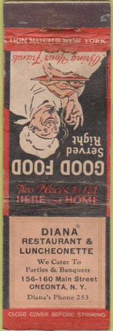 Matchbook Cover - Diana Restaurant Oneonta NY WORN