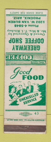 Matchbook Cover - Greenway Coffee Shop Phoenix AZ WEAR