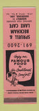 Matchbook Cover - Spruell & Beckham Lake Cafe Doddridge AR WEAR