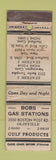 Matchbook Cover - Bobs Gas Station oil gas Gulf Hartford Newington CT WORN
