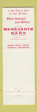 Matchbook Cover - Merchants National Bank and Trust Indianapolis IN