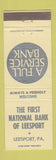 Matchbook Cover - First National Bank of Leesport PA