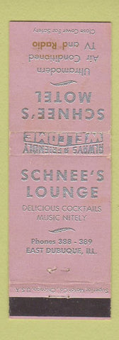 Matchbook Cover - Schnee's Motel Lounge East Dubuque IL PINK WEAR