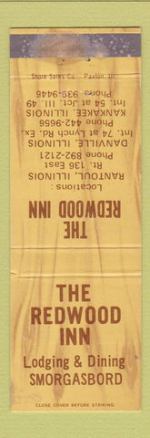 Matchbook Cover - Redwood Inn Danville IL Kankakee IL WEAR