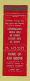 Matchbook Cover - Bank of Ash Grove MO