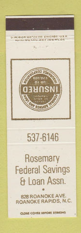 Matchbook Cover - Rosemary Federal Savings and Loan Roanoke Rapids NC