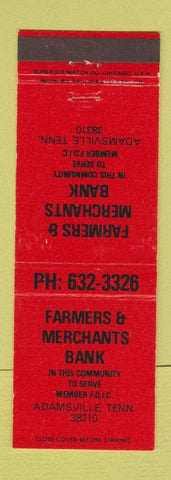 Matchbook Cover - Farmers and Merchants Bank Adamsville TN