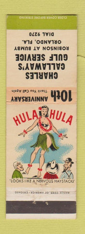 Matchbook Cover - Charles Callaway's Gulf oil gas Orlando FL hillbilly girlie