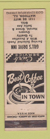 Matchbook Cover - Gill's Drive Inn Mattoon IL WEAR