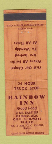 Matchbook Cover - Rainbow Inn Oxford AL